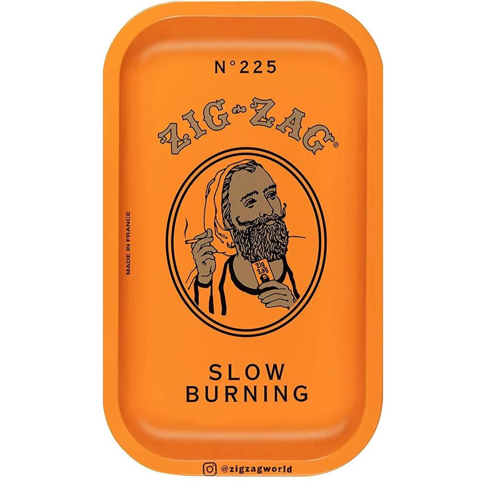 Zig-Zag Orange Metal Rolling Tray 10.75 x 6.5